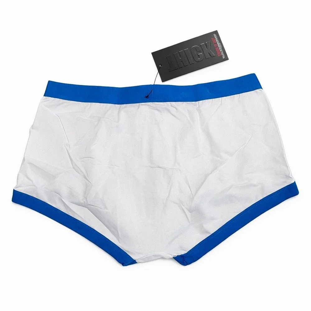 Andrew Christian THICK S (31-33) Boxer Brief White Blue Mens Underwear 92941 NEW